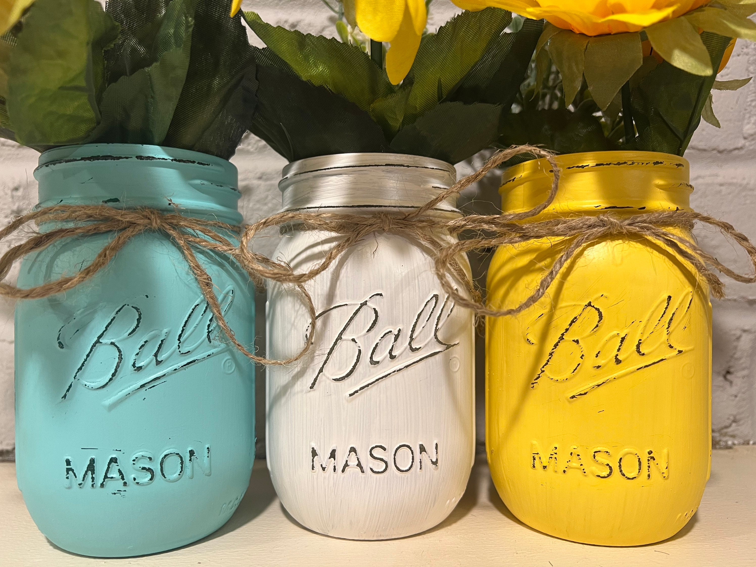Sunflower Mason Jar Set Spring Mason Jar Set Summer Mason Etsy