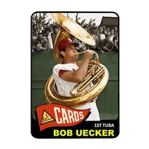 Cartes d'art faites sur commande de style BOB UECKER 1965 jouant du TUBA
