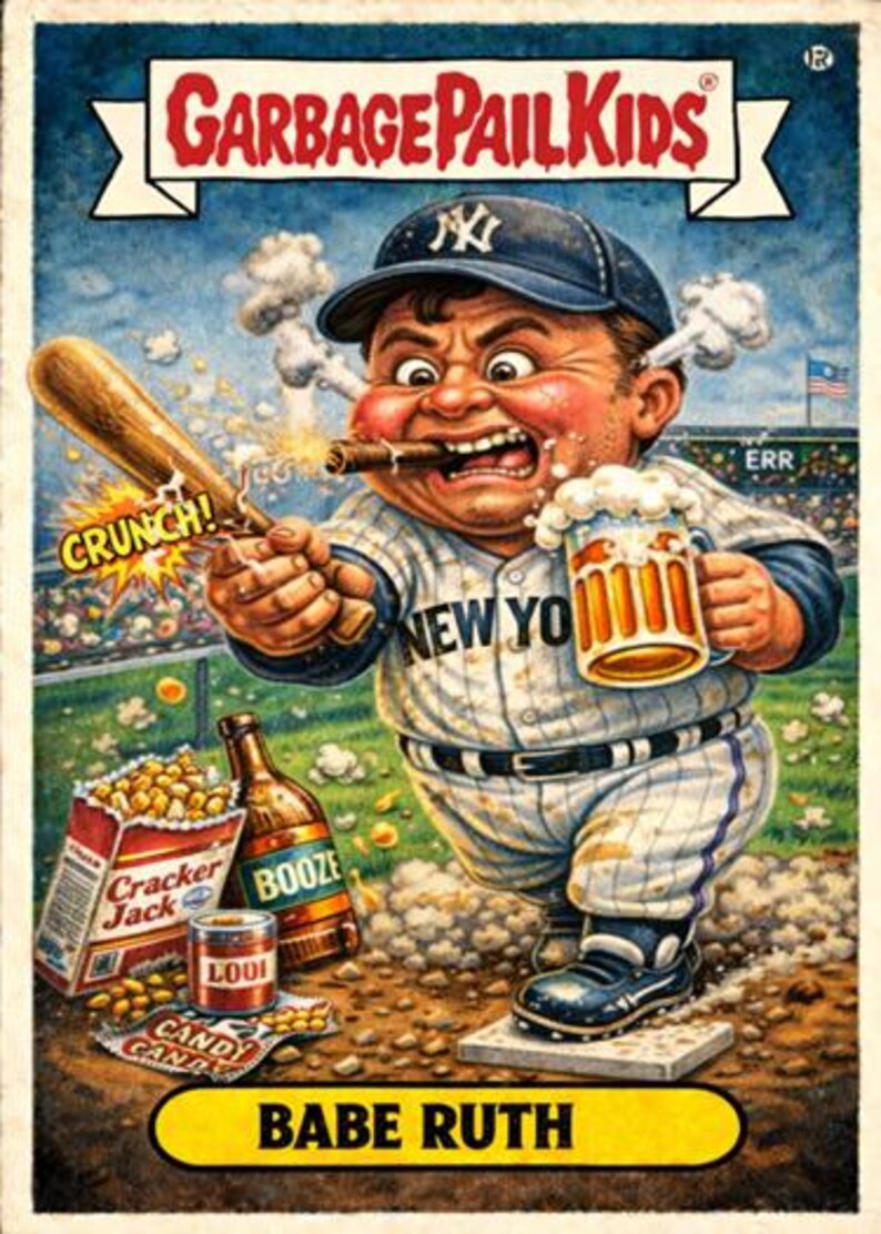 Gpk Bat BABE RUTH Garbage Pail Kids Style Custom Made Art Card - Etsy