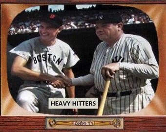 BABE RUTH Ted WILLIAMS 1955 "Heavy Hitters"  style custom made art card    50% off when you buy 10 or more