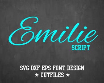 Emilie Script Font Design | SVG DXF EPS Files for Cricut | Cuttable Alphabet Letters for Silhouette | AA4