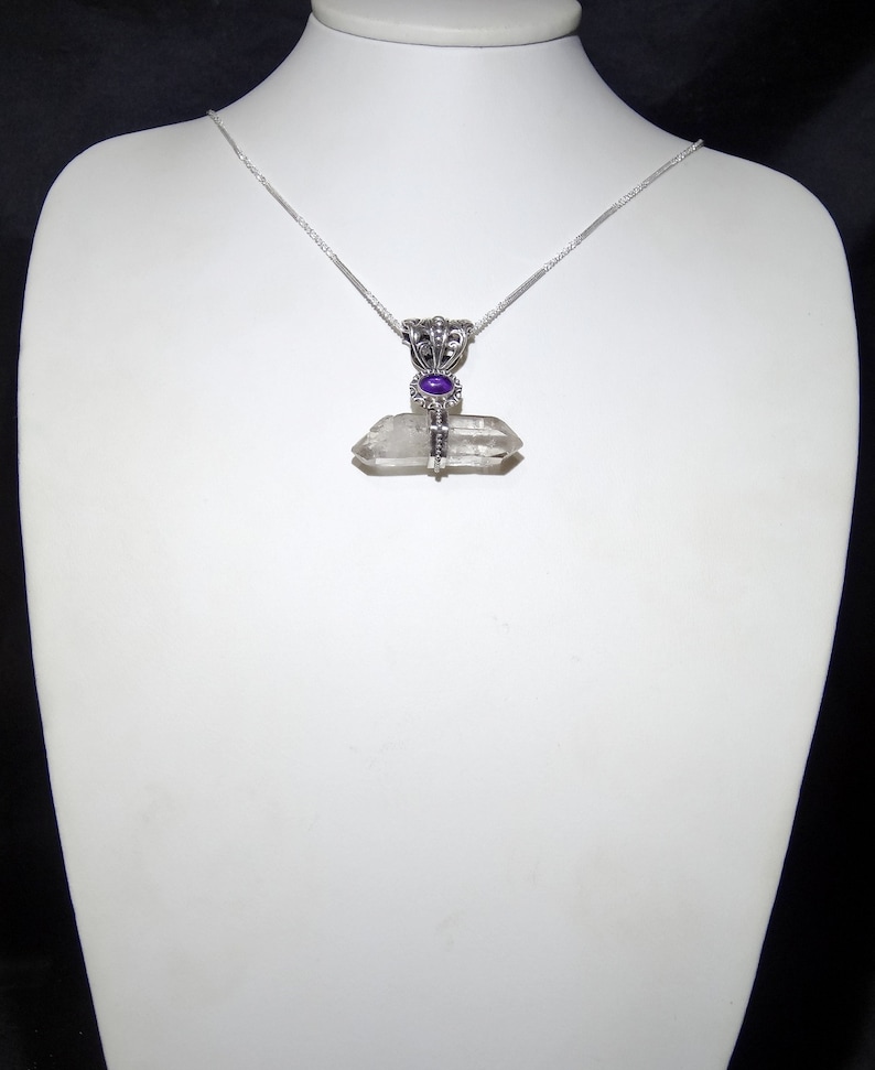 Quartz Handmade Pendant Free Shipping Amethyst Sterling Silver Silver Necklace Gemstone Jewelry Design Crystal Point