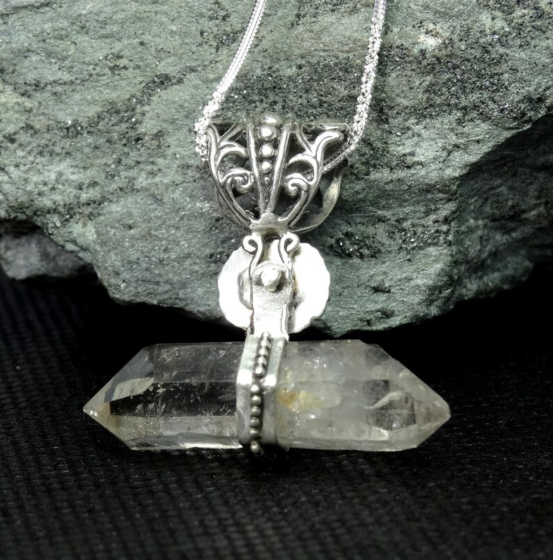 Quartz Handmade Pendant Free Shipping Amethyst Sterling Silver Silver Necklace Gemstone Jewelry Design Crystal Point