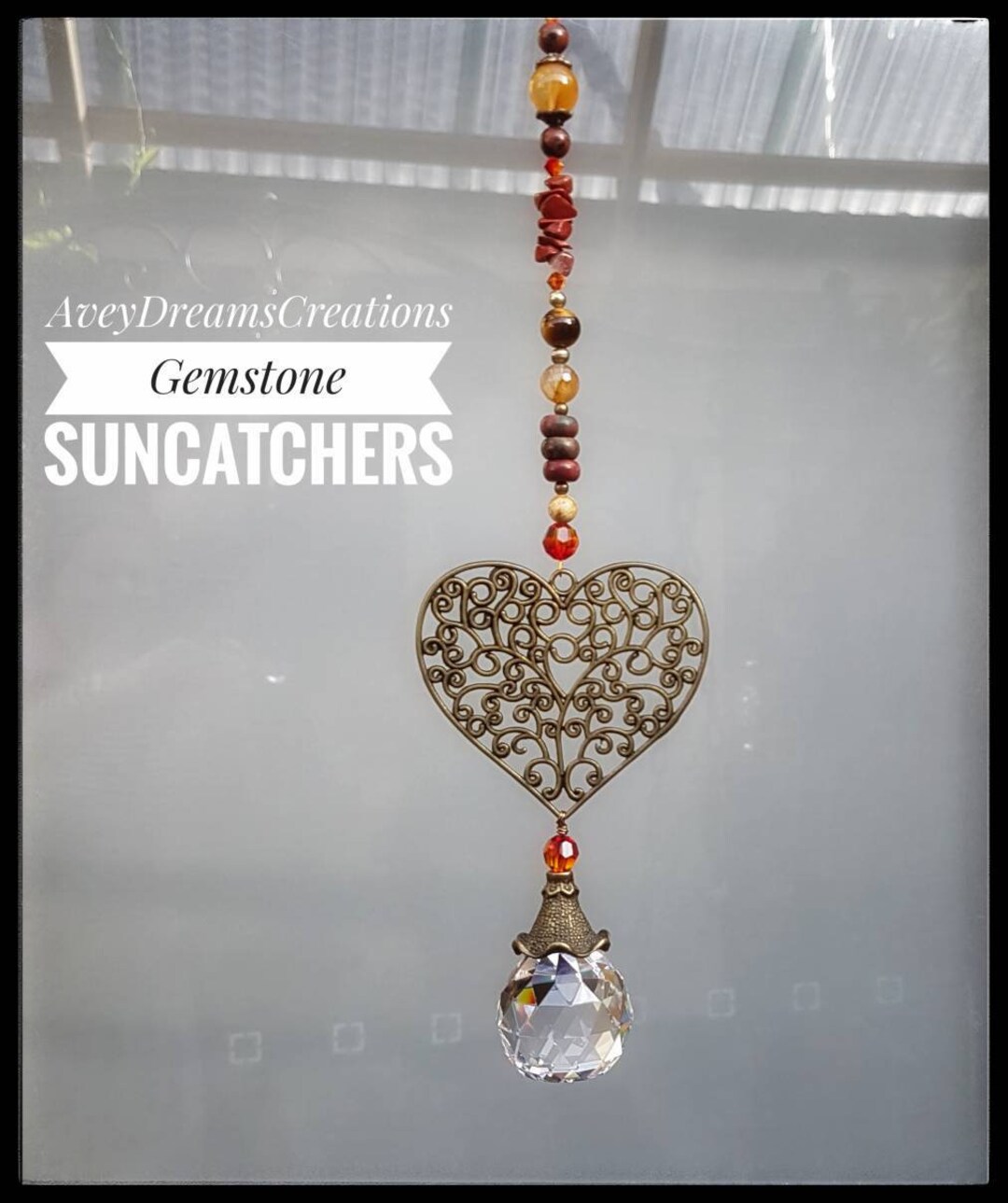 Boho Decor Sun Catcher, Valentines Gift Her, Heart Suncatcher