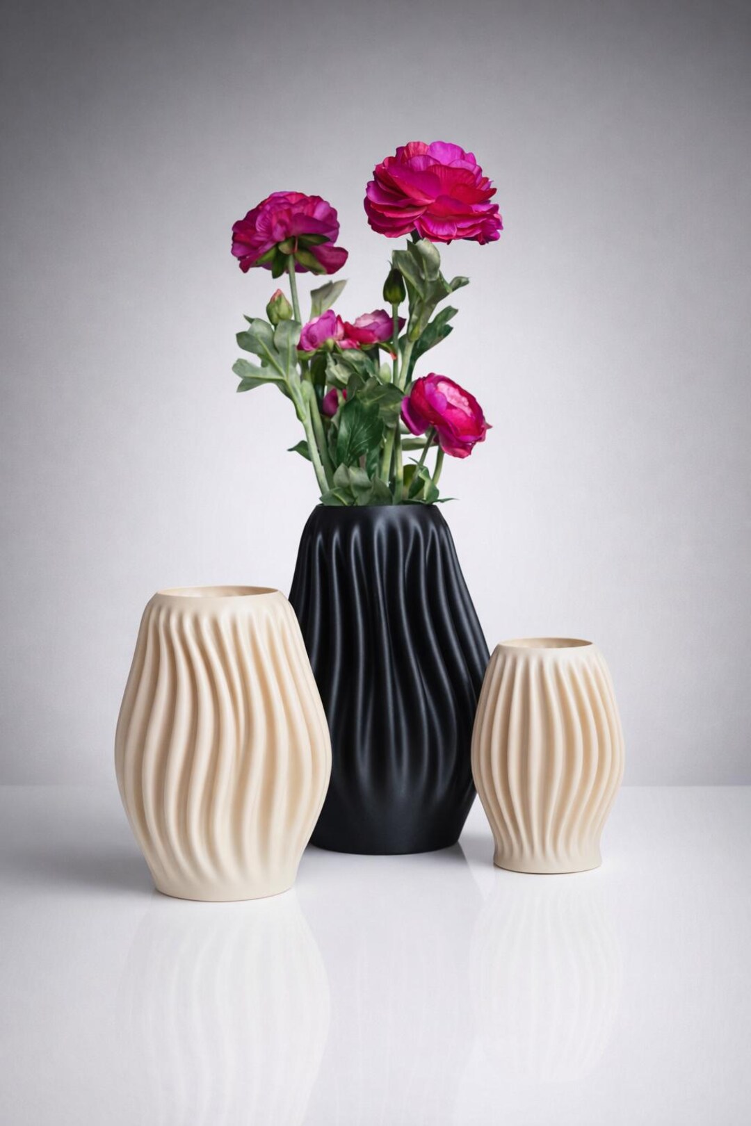 Vento Design Vase – Modern Wavy 3D Printed Vase – Sculptural Minimalist ...