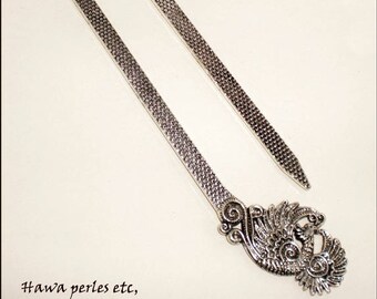 Bookmark "Peacock" 13.2 x 2.8 cm in antique silver Metal