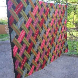 Moldavian/Ukrainian hand woven carpet, wool rug, handspun yarn rug, homemade folk rug, home woven rug, rustic home decor, wool homemade rug.