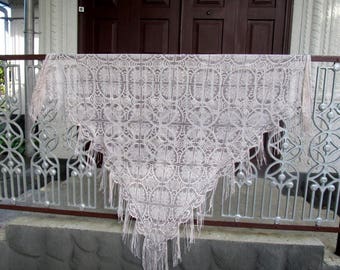 Bridal Lace Shawl: Beige Lurex Scarf, Evening Wedding Wrap