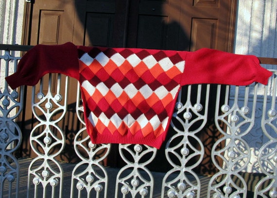 Vintage Hand-Knitted Woolen Sweater: Raspberry Rh… - image 10