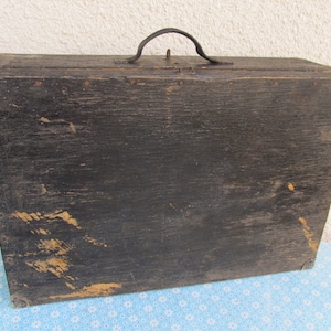 Vintage 1940s Wooden Suitcase: Handmade Travel Box with Metal Corners