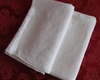Vintage White Linen Tablecloth: Large Two-Sided Table Cover (72x55in)
