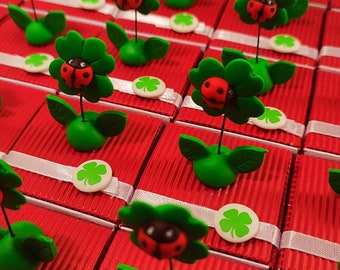 Spring themed clover and ladybug favor boxes