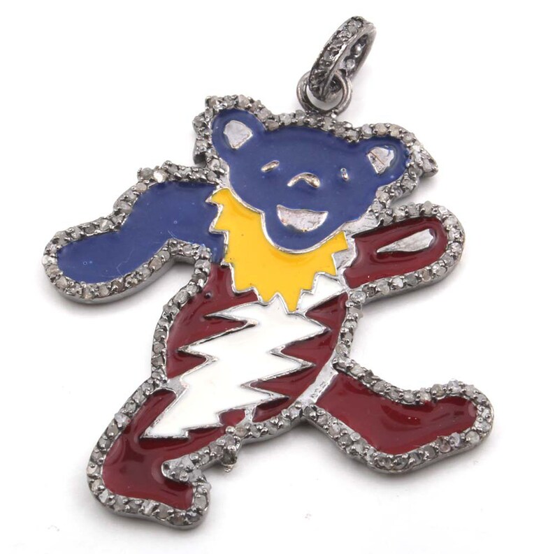 Pave Diamond Pendant #Animal Pendant#Enamel Pendant# Pendant#92.5 Silver Pendant# Bear Shape Pendant #Antique Jewelry#Pave Diamond Pendant