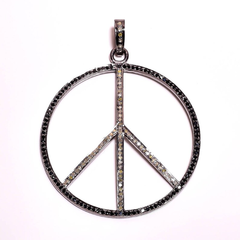 Pave Diamond Pendant Diamond Pendant 925 Sterling Silver Pave Designer Spinel /& Diamond PEACE SIGN Pendant Pave Pendant