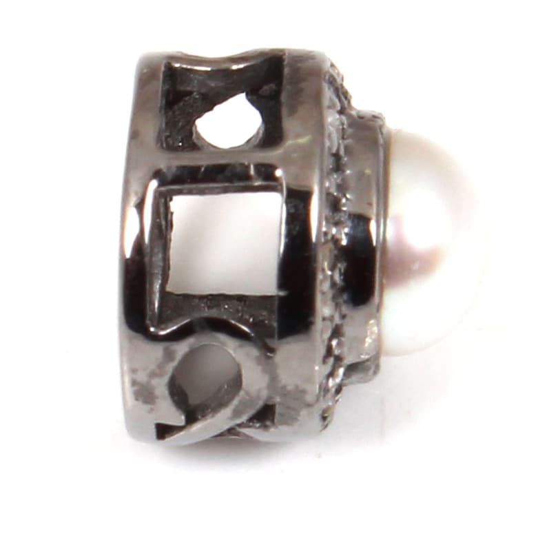 Pave Diamond Spaser Pearl Spaser Diamond Spaser 9x9 mm High Finished Antique Spaser 925 Sterling Silver Spaser Beads