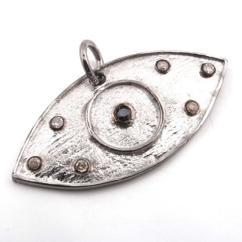 Antique Pendant,Pave Setting Jewelry Natural Diamond Pendant Victorian Eagle Eye Pendant 92.5 Sterling Silver Pendant,Handmade Pendant