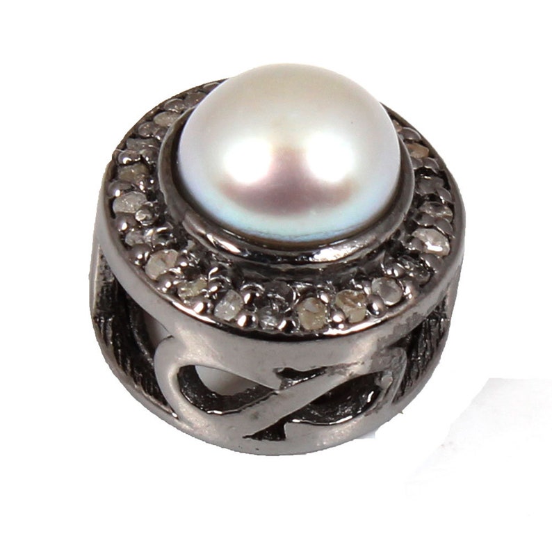 Pave Diamond Spaser Pearl Spaser Diamond Spaser 9x9 mm High Finished Antique Spaser 925 Sterling Silver Spaser Beads