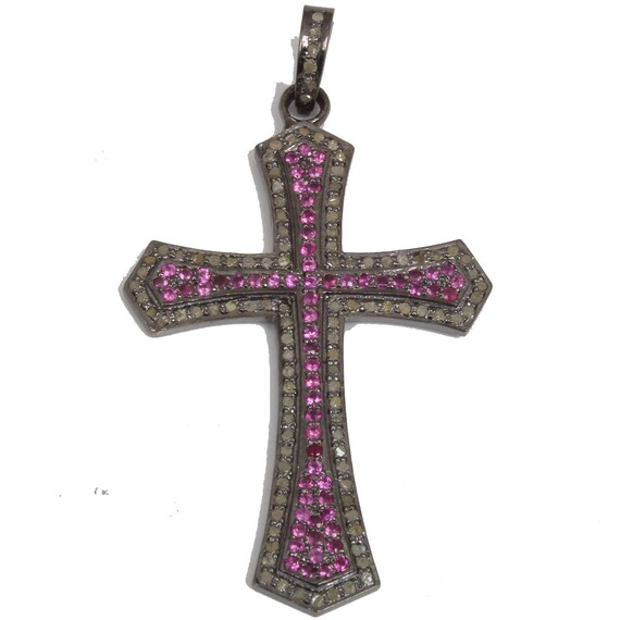 Diamond Cross Pendant Ruby Pendantruby - Silver Ruby Cross Pendant Diamond Cross Pendant Ruby Pendantruby - Silver Ruby Cross Pendant