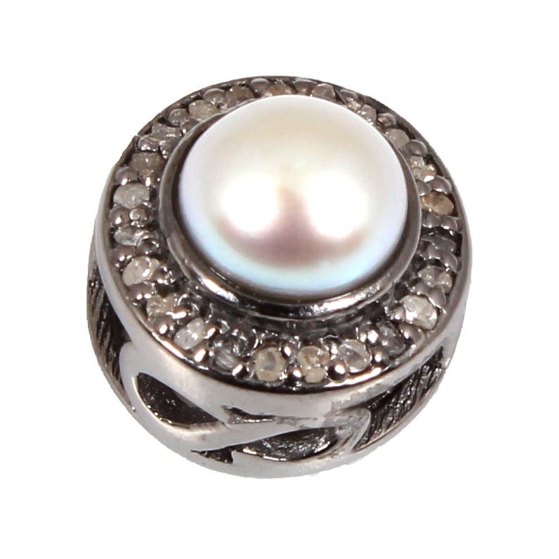 Pave Diamond Spaser Pearl Spaser Diamond Spaser 9x9 mm High Finished Antique Spaser 925 Sterling Silver Spaser Beads