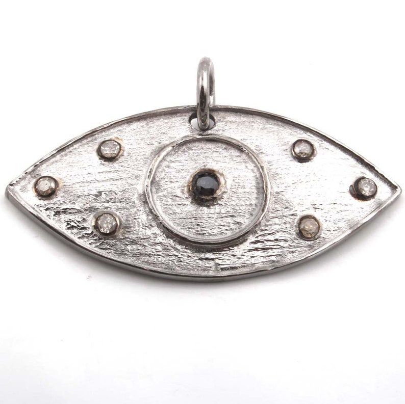 Antique Pendant,Pave Setting Jewelry Natural Diamond Pendant Victorian Eagle Eye Pendant 92.5 Sterling Silver Pendant,Handmade Pendant
