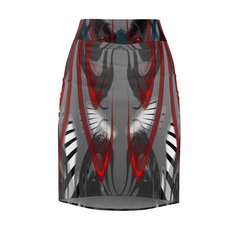 Women/'s Pencil Skirt Grey Red Crew Unit