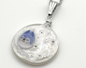 Stray Kids Skzoo Necklace | Handmade | Twilight | Glitter Resin | Pendant | Stars | Kpop Jewellery Gift | Silver