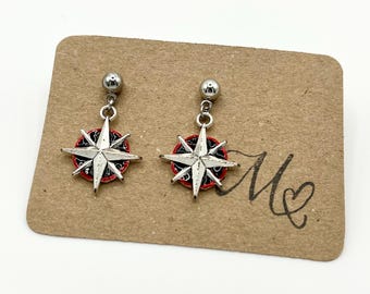 Stray Kids Compass Earrings | Silver Plated Charm | Handmade Kpop Jewellery for Stays | SKZ Fan Gift | Concert Outfit | Dangly | DominATE