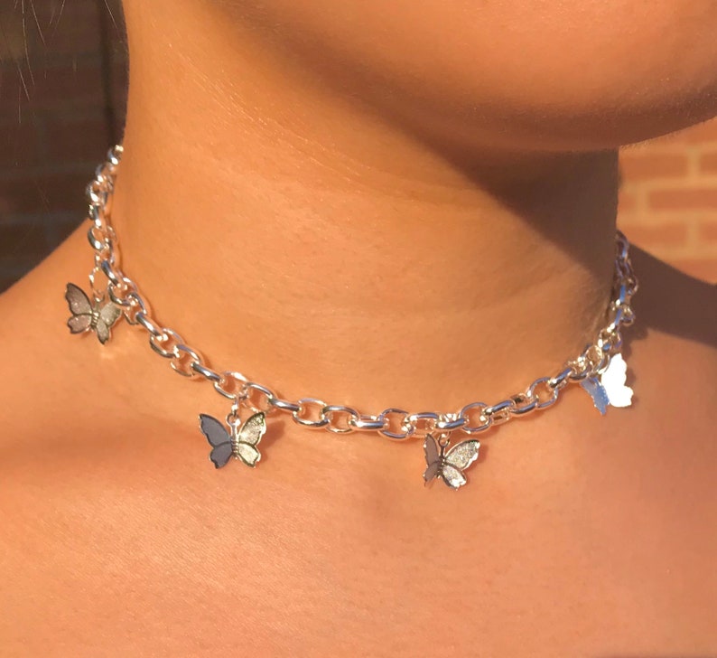 Butterfly Choker Necklace Silver Plated Handmade - Etsy