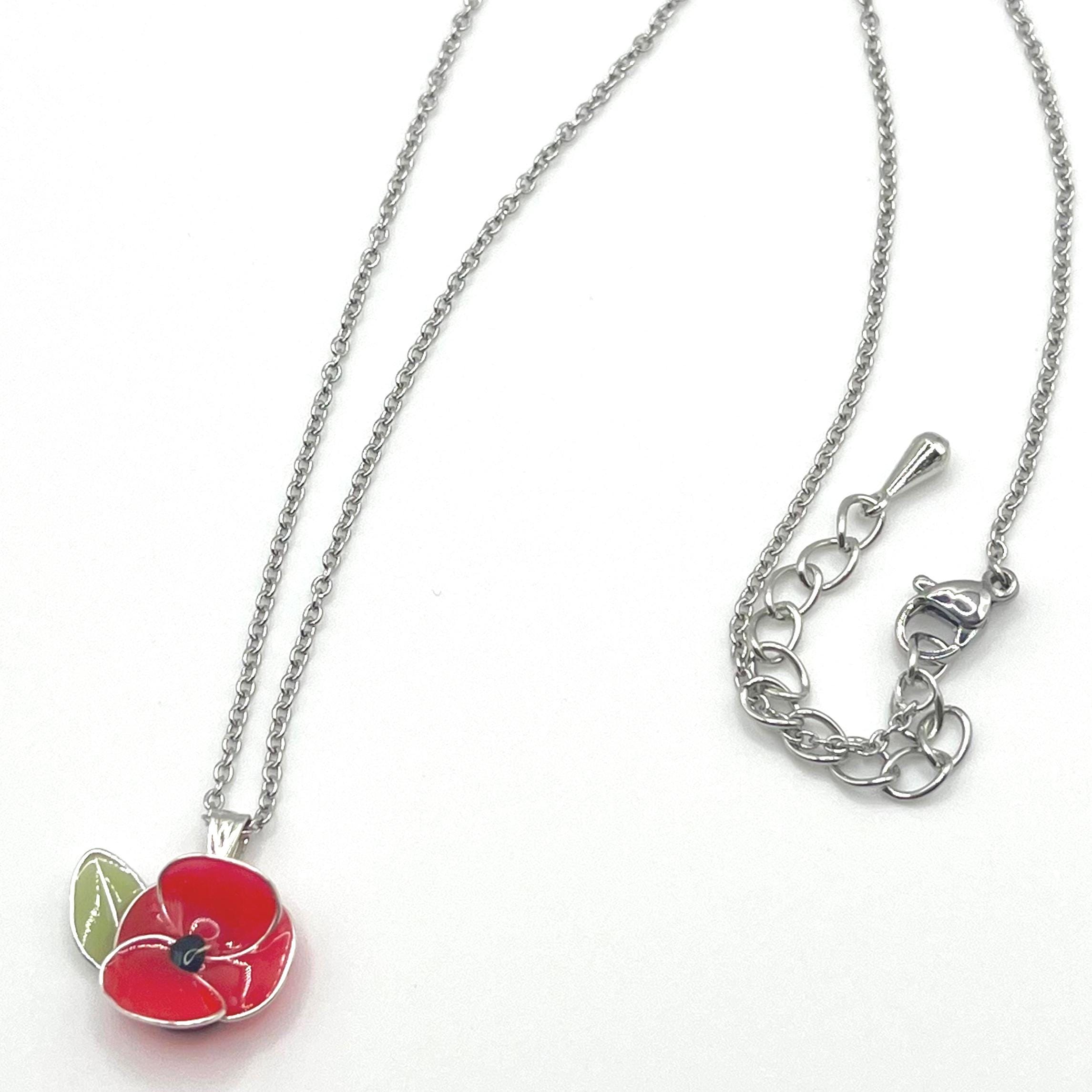 ポピーネックレス｜シルバー｜赤い花｜ハンドメイド｜繊細なペンダント
