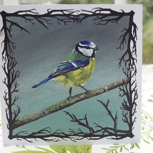 Cartão de felicitações Blue Tit (cartão reciclado de alta qualidade)