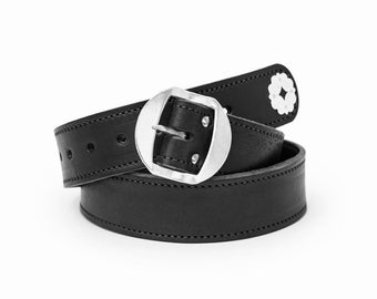 Appenzeller Ceinture « Födleblott » / Argent en brun foncé &noir