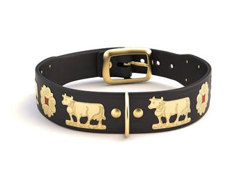 Smalle Appenzeller hondenhalsband / goud / 5 kleuren