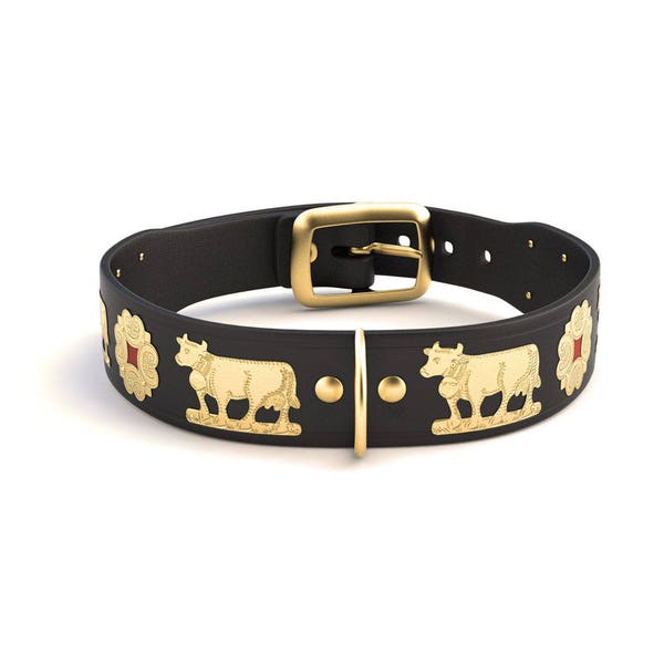 Smalle Appenzeller hondenhalsband / goud / 5 kleuren