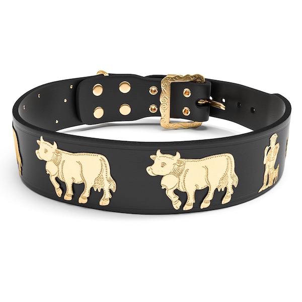 Collar de perro Appenzeller extra ancho / oro / 5 colores