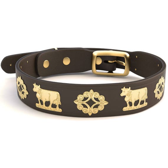 Appenzeller Dog Collar / Gold / Wide / 5 Colors 