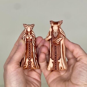 Handgemachte Ton Freya und Odin Statuen, Nordische Pagan Altar Set Bild 17