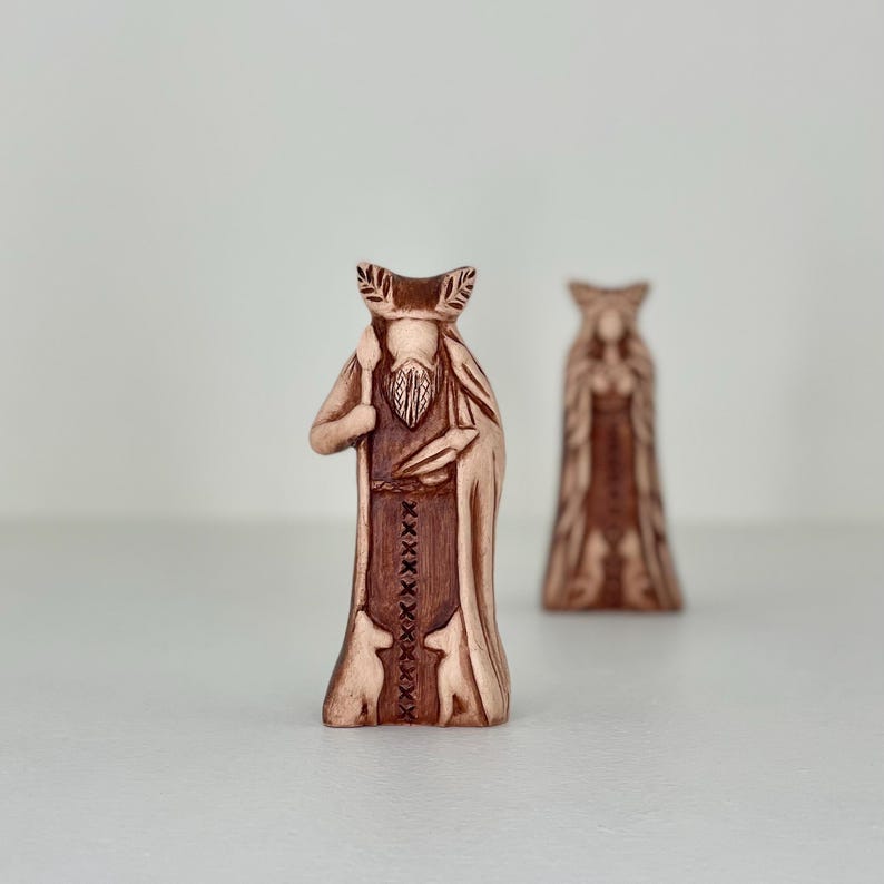 Handgemachte Ton Freya und Odin Statuen, Nordische Pagan Altar Set Bild 7