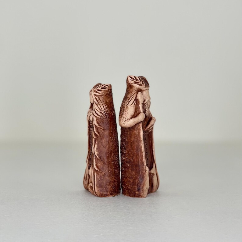 Handgemachte Ton Freya und Odin Statuen, Nordische Pagan Altar Set Bild 12