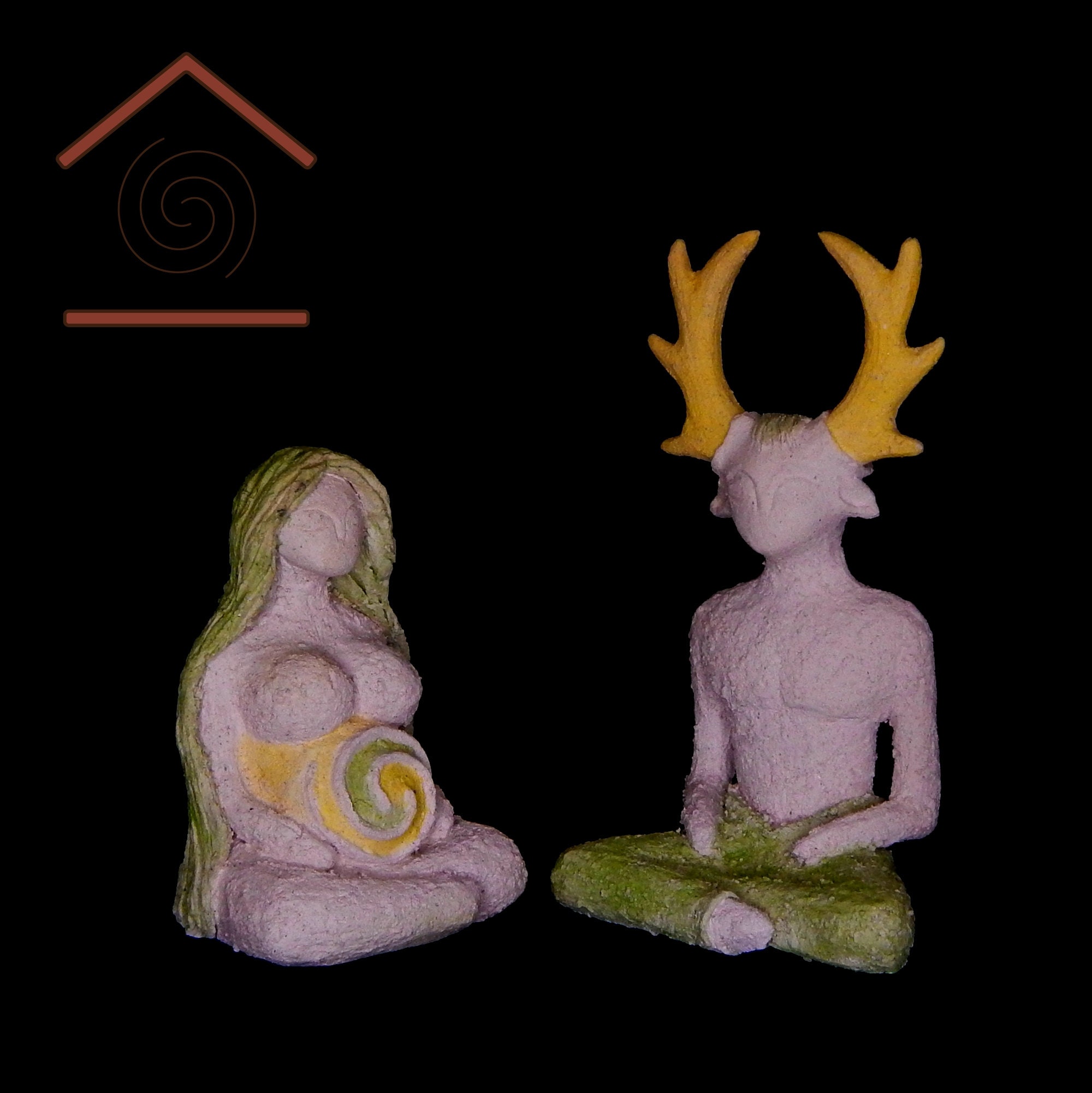 pic Wicca God And Goddess Art wicca god goddess clay art wiccan statue ceramic figures horned god and moon goddess