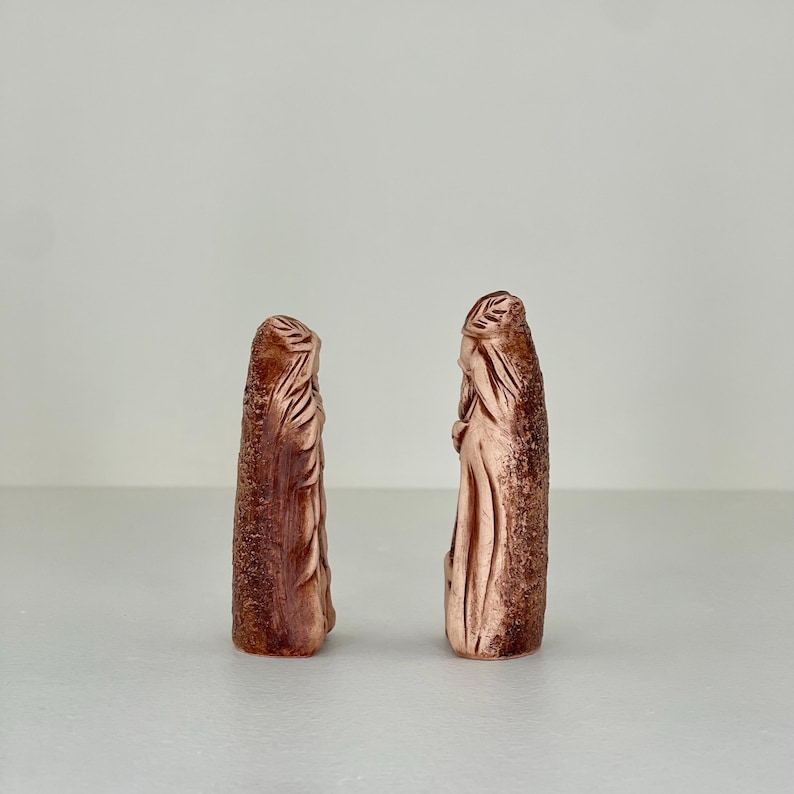 Handgemachte Ton Freya und Odin Statuen, Nordische Pagan Altar Set Bild 9