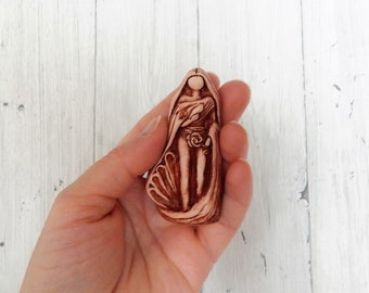 Aphrodite Statue Pocket Travel Home Altar Handmade Clay Greek Goddess Figurine (7cm/2.75")