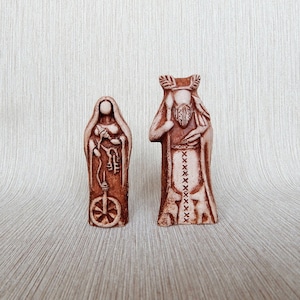 Odin statue Frigg Goddess statue Ceramic Handmade