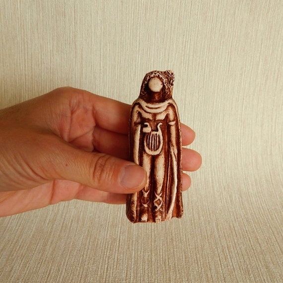 Apollo Statue Pocket Travel & Home Altar Greek God Clay Figurine (8cm/3.15")
