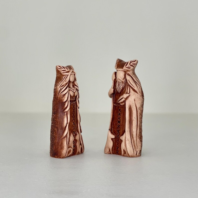 Handgemachte Ton Freya und Odin Statuen, Nordische Pagan Altar Set Bild 13