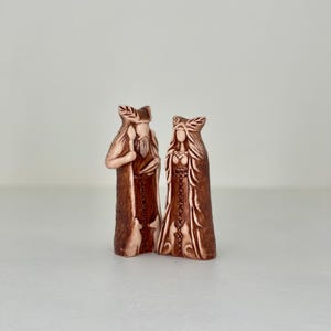 Handgemachte Ton Freya und Odin Statuen, Nordische Pagan Altar Set Bild 14