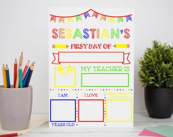 First Day of School Sign, whiteboard,reusable, back to school, nursery, preschool, primary, reception