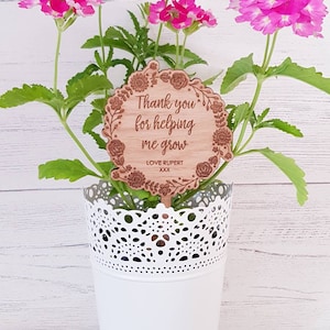 Teacher Gift, Thank You For Helping Me Grow Plant Pot Marker, Sign, Thanks, End Of Term, Teacher, flowers, garden, gardening, memorial image 1