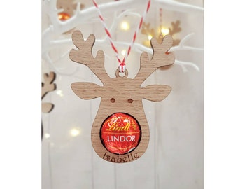 Reindeer Christmas Decoration, Reindeer, tree decoration, personalised, chocolate