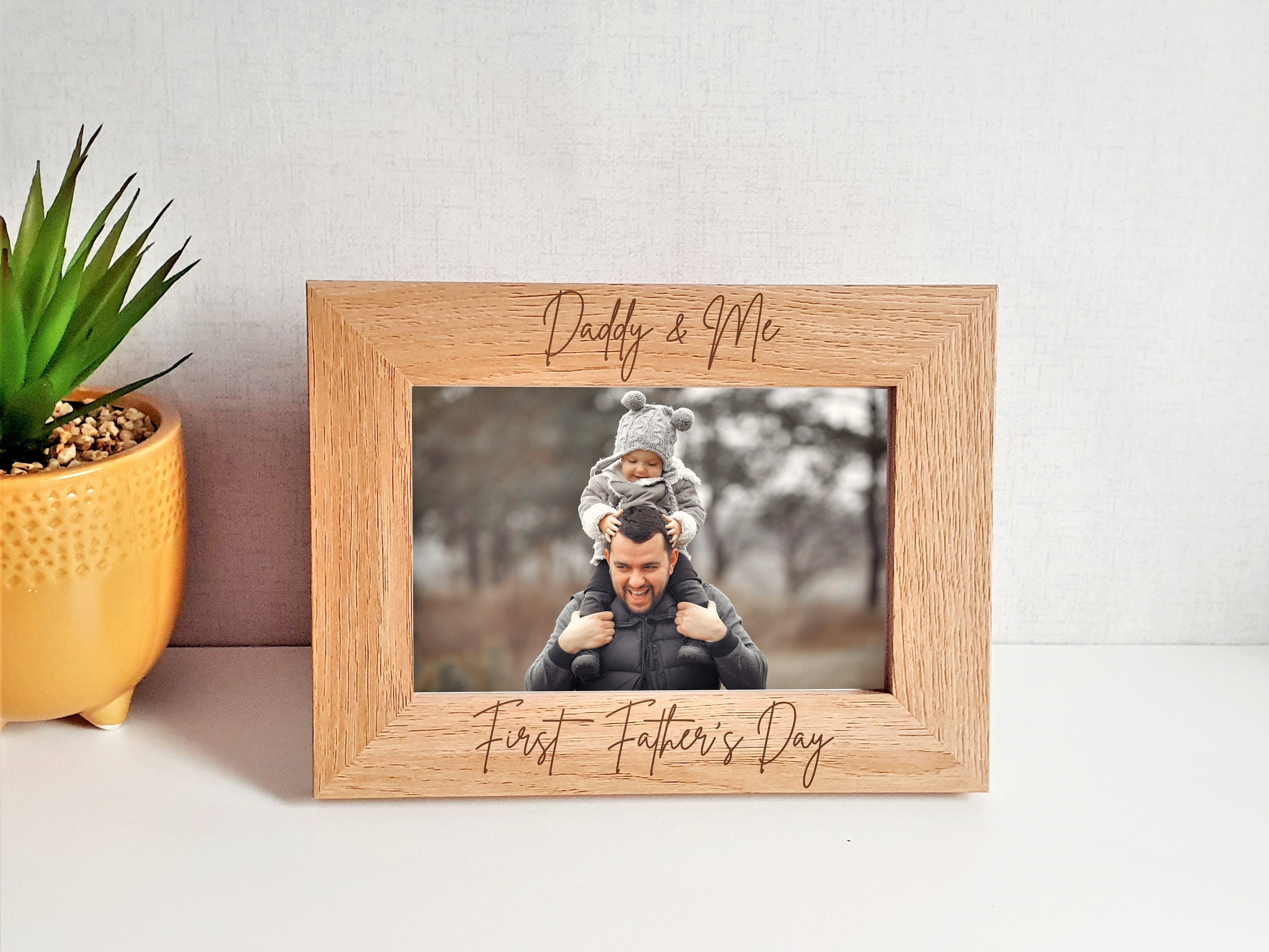Cadre Photo Fête Des Pères, Nouveau Papa, Personnalisé, Premier Jour Pères, Cadeau, Bois, Gravé, Gra