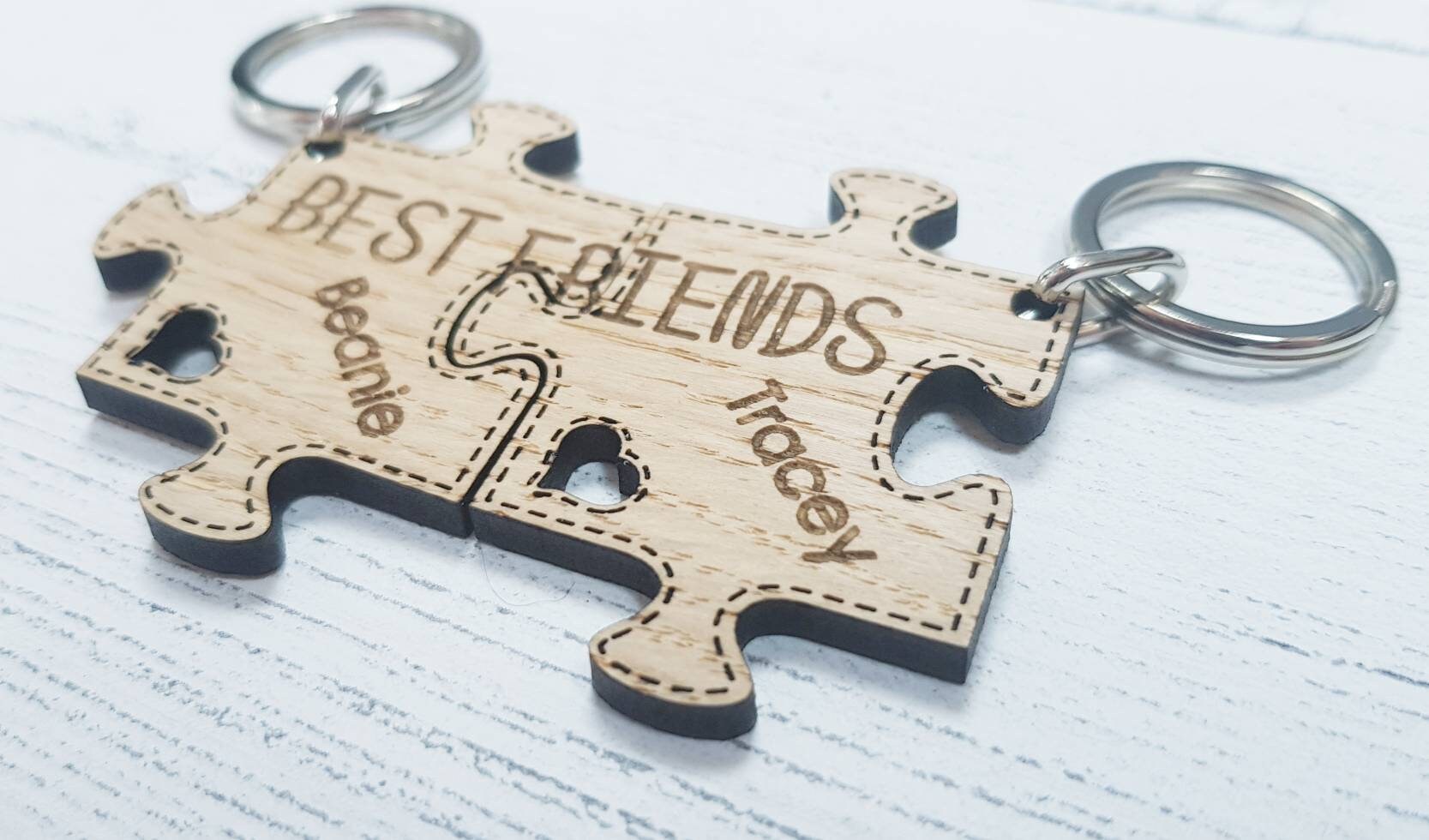 Best Friends Personalised Wooden Engraved Key Ring 26 Etsy UK